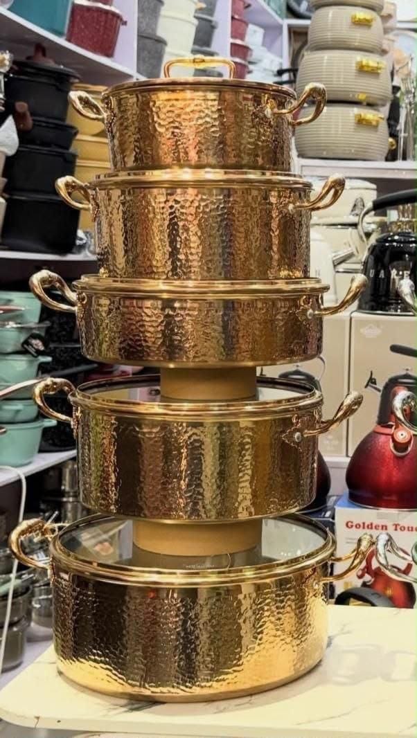 Royal Gold Hammered Cookware Set (5-Piece)